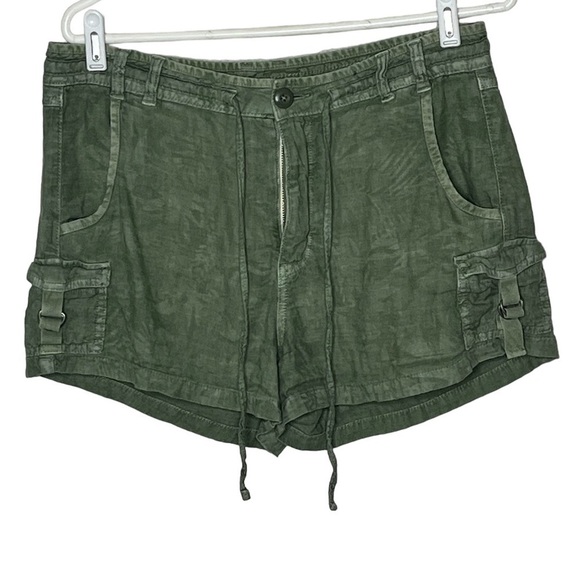 American Eagle Outfitters Pants - American Eagle Green Cargo Linen Blend Shorts Sz 6